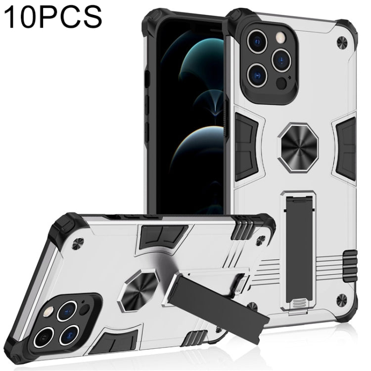 For iPhone 12 Pro Max 10 PCS Shockproof TPU + PC Protective Case with Invisible Holder