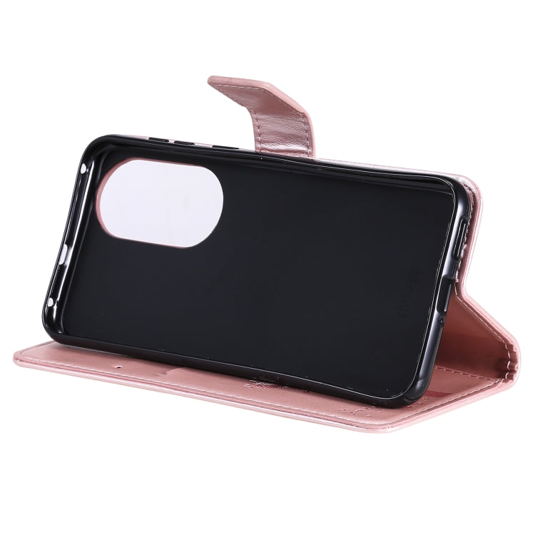 For Huawei P50 Tree & Cat Pattern Pressed Printing Horizontal Flip PU Leather Case with Holder & Card Slots & Wallet & Lanyard