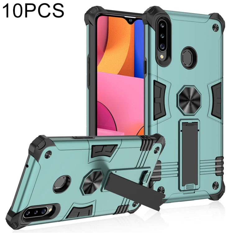 For Samsung Galaxy A20s 10 PCS Shockproof TPU + PC Protective Case with Invisible Holder