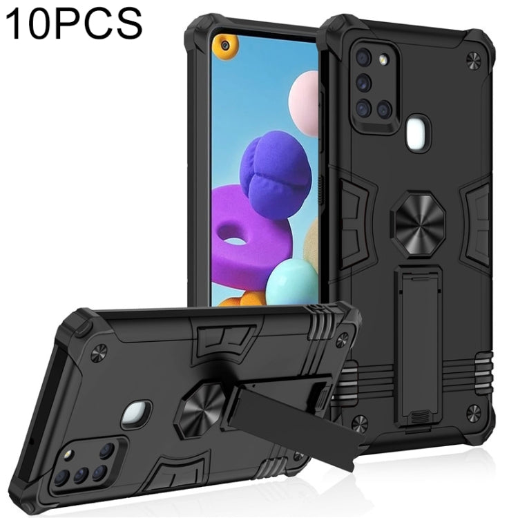For Samsung Galaxy A21s 10 PCS Shockproof TPU + PC Protective Case with Invisible Holder