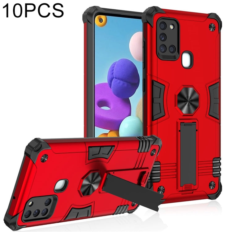 For Samsung Galaxy A21s 10 PCS Shockproof TPU + PC Protective Case with Invisible Holder