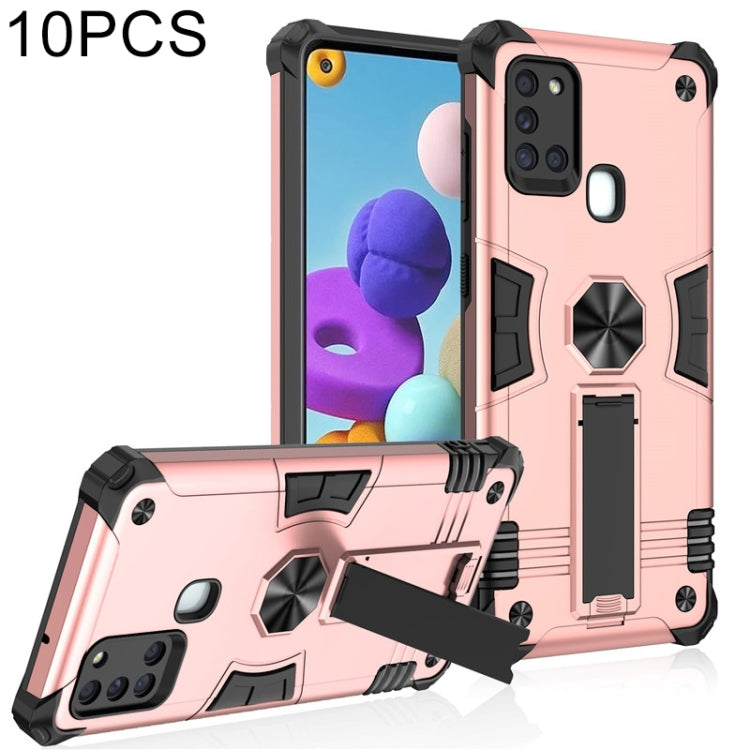 For Samsung Galaxy A21s 10 PCS Shockproof TPU + PC Protective Case with Invisible Holder
