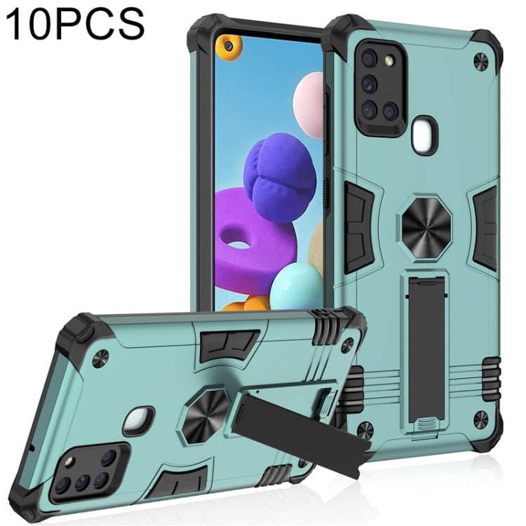 For Samsung Galaxy A21s 10 PCS Shockproof TPU + PC Protective Case with Invisible Holder