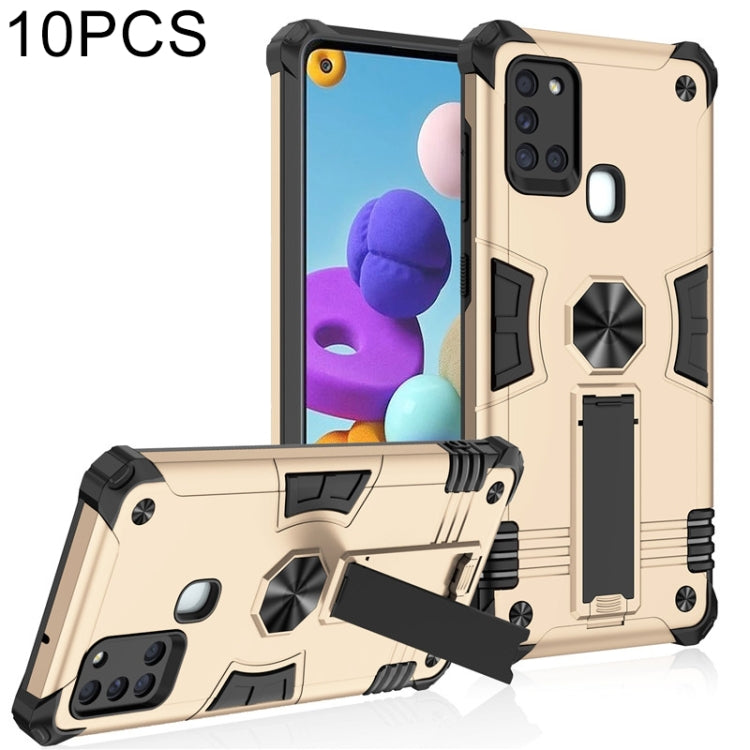 For Samsung Galaxy A21s 10 PCS Shockproof TPU + PC Protective Case with Invisible Holder
