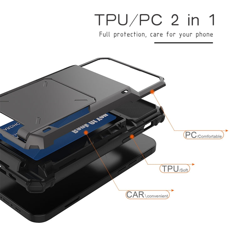 For iPhone 13 mini Scratch-Resistant Shockproof Heavy Duty Rugged Armor Protective Case with Card Slot