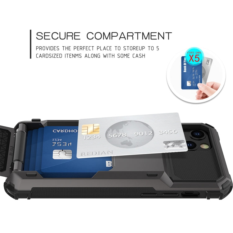 For iPhone 13 mini Scratch-Resistant Shockproof Heavy Duty Rugged Armor Protective Case with Card Slot
