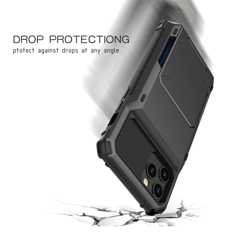 For iPhone 13 mini Scratch-Resistant Shockproof Heavy Duty Rugged Armor Protective Case with Card Slot
