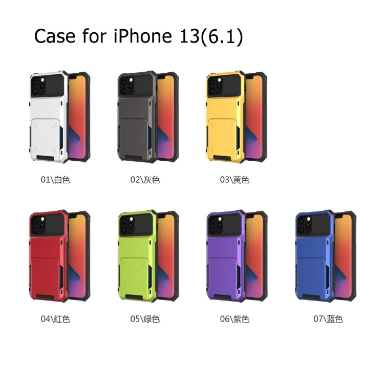 For iPhone 13 Scratch-Resistant Shockproof Heavy Duty Rugged Armor Protective Case with Card Slot