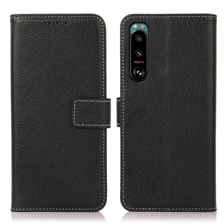 For Sony Xperia 5 III Litchi Texture PU + TPU Horizontal Flip Leather Case with Holder & Card Slots & Wallet