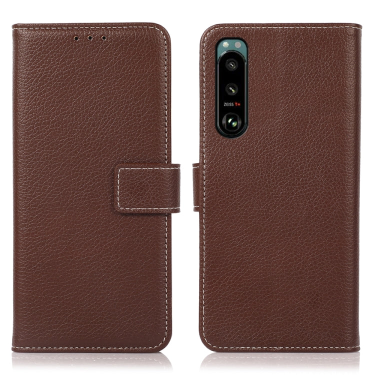 For Sony Xperia 5 III Litchi Texture PU + TPU Horizontal Flip Leather Case with Holder & Card Slots & Wallet