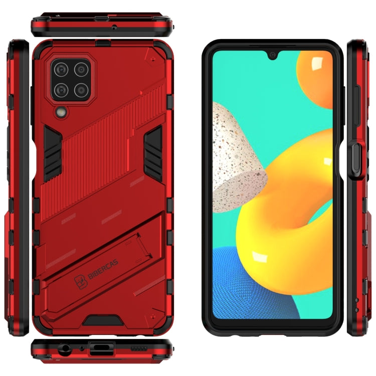 For Samsung Galaxy M32 Punk Armor 2 in 1 PC + TPU Shockproof Case with Invisible Holder