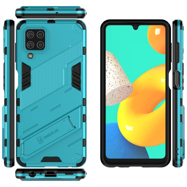 For Samsung Galaxy M32 Punk Armor 2 in 1 PC + TPU Shockproof Case with Invisible Holder