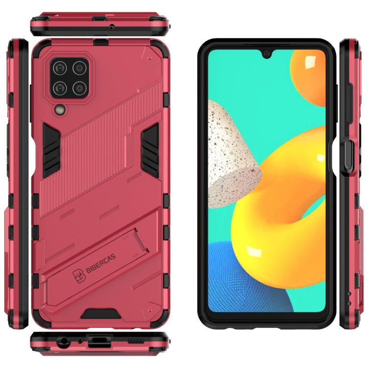 For Samsung Galaxy M32 Punk Armor 2 in 1 PC + TPU Shockproof Case with Invisible Holder