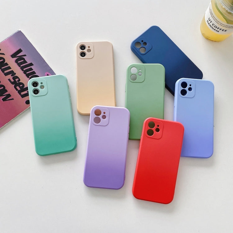 For iPhone 11 Straight Edge Gradient Hand-feel Paint Shockproof TPU Case