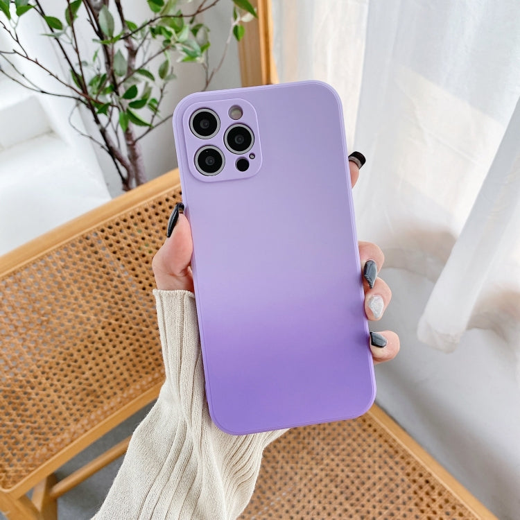 For iPhone 11 Pro Max Straight Edge Gradient Hand-feel Paint Shockproof TPU Case