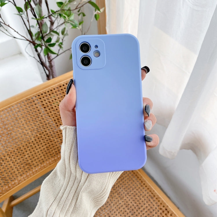 For iPhone 12 Straight Edge Gradient Hand-feel Paint Shockproof TPU Case