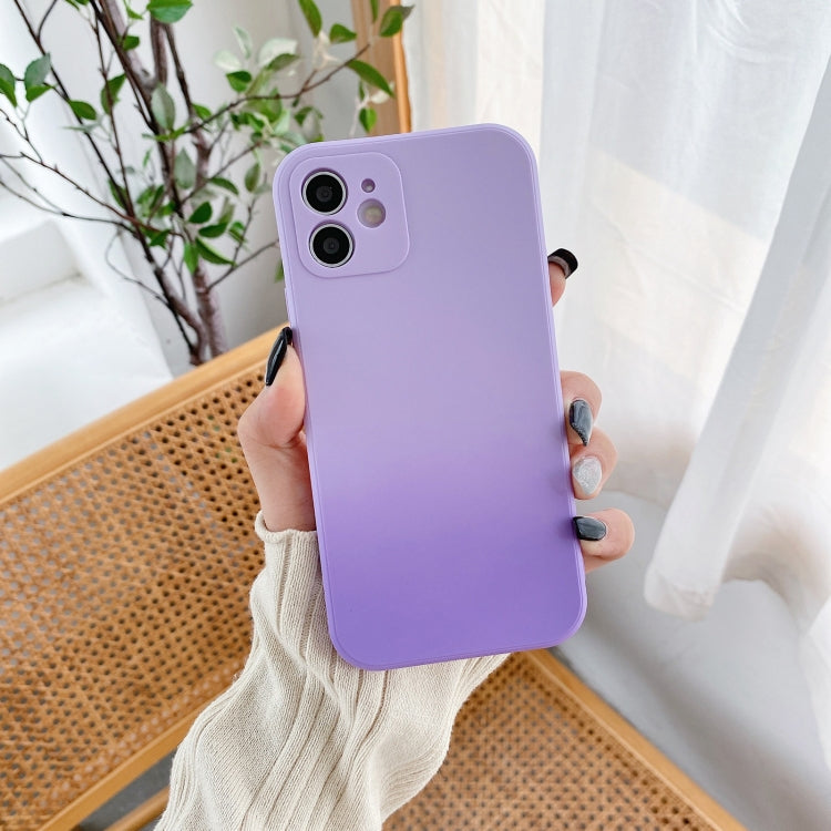 For iPhone 12 Straight Edge Gradient Hand-feel Paint Shockproof TPU Case