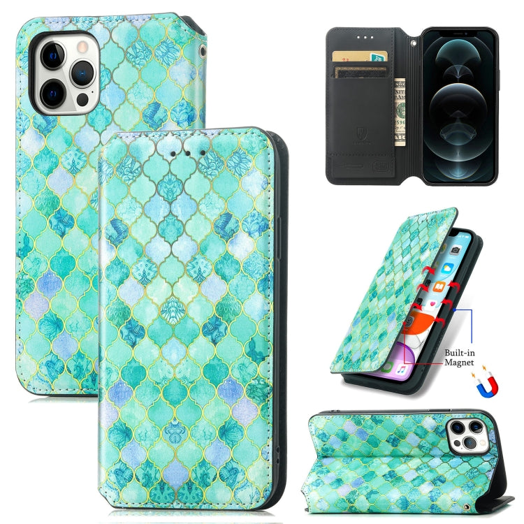 For iPhone 12 / 12 Pro Colored Drawing Magnetic Horizontal Flip PU Leather Case with Holder & Card Slots & Wallet