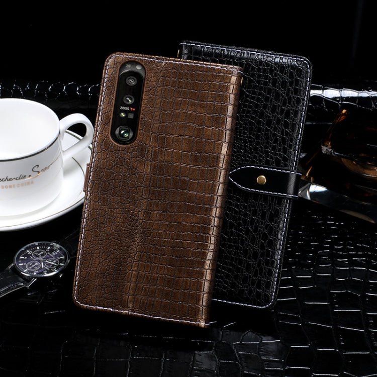 For Sony Xperia 1 III idewei Crocodile Texture Horizontal Flip Leather Case with Holder & Card Slots & Wallet