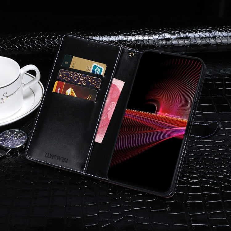 For Sony Xperia 5 III idewei Crocodile Texture Horizontal Flip Leather Case with Holder & Card Slots & Wallet