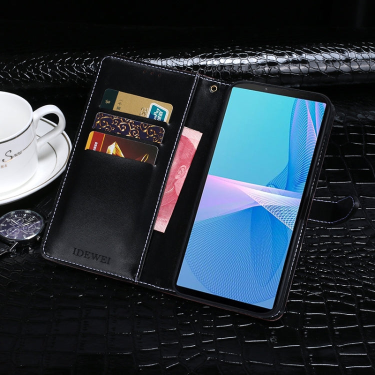 For Sony Xperia 10 III idewei Crocodile Texture Horizontal Flip Leather Case with Holder & Card Slots & Wallet