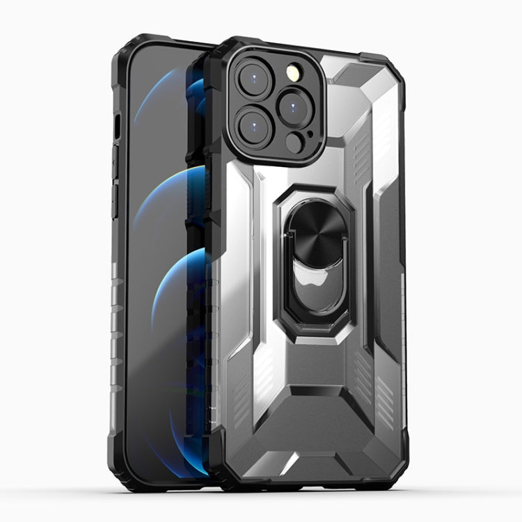 For iPhone 13 Pro Max PC + TPU Shockproof Protective Case with Metal Ring Holder