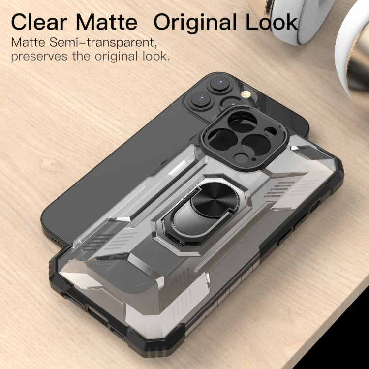 For iPhone 13 Pro Max PC + TPU Shockproof Protective Case with Metal Ring Holder
