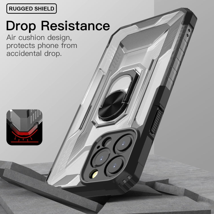 For iPhone 13 Pro Max PC + TPU Shockproof Protective Case with Metal Ring Holder