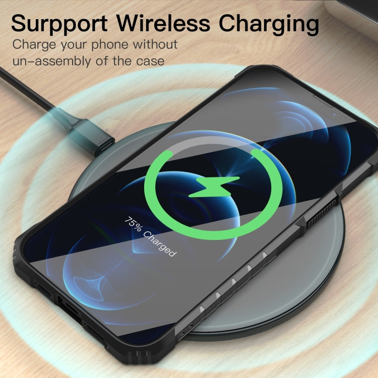 For iPhone 13 Pro Max PC + TPU Shockproof Protective Case with Metal Ring Holder