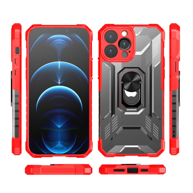 For iPhone 13 Pro Max PC + TPU Shockproof Protective Case with Metal Ring Holder