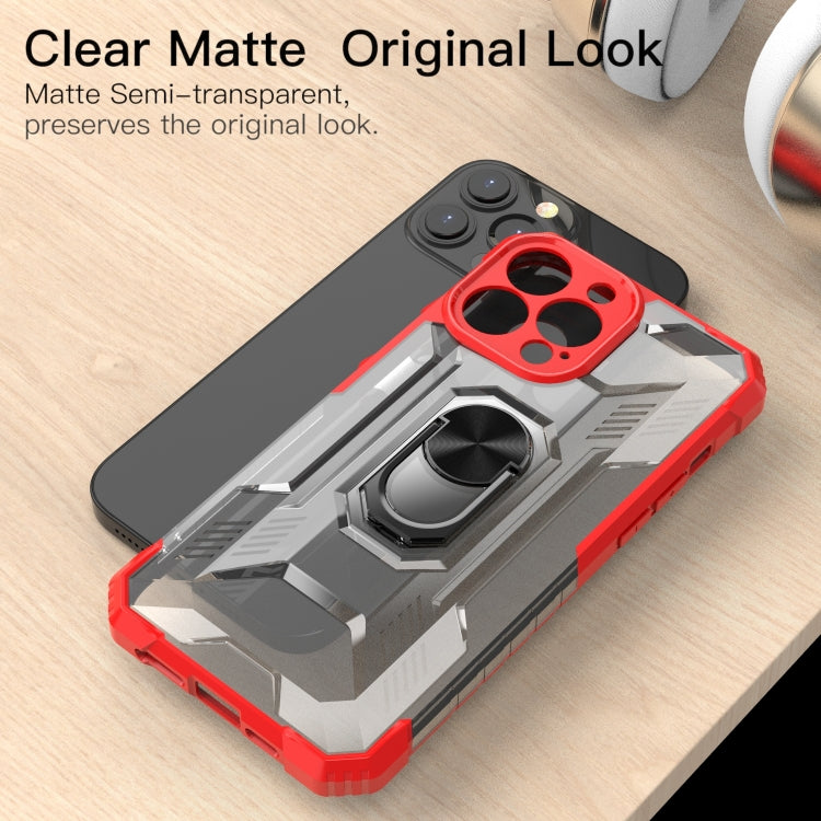 For iPhone 13 Pro Max PC + TPU Shockproof Protective Case with Metal Ring Holder