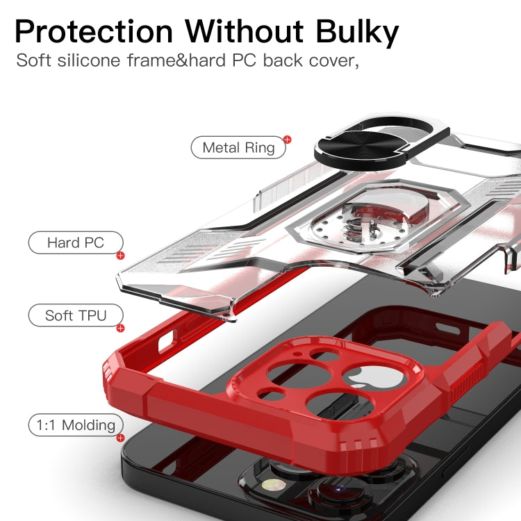 For iPhone 13 Pro Max PC + TPU Shockproof Protective Case with Metal Ring Holder