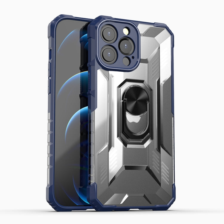 For iPhone 13 Pro Max PC + TPU Shockproof Protective Case with Metal Ring Holder