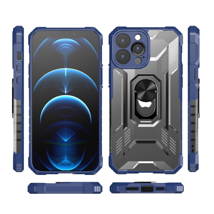 For iPhone 13 Pro Max PC + TPU Shockproof Protective Case with Metal Ring Holder