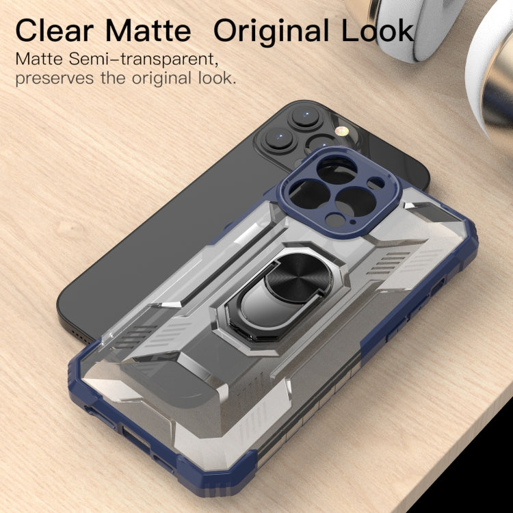 For iPhone 13 Pro Max PC + TPU Shockproof Protective Case with Metal Ring Holder
