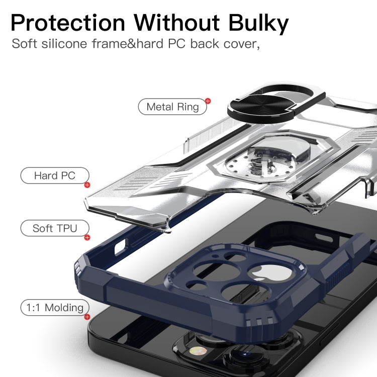 For iPhone 13 Pro Max PC + TPU Shockproof Protective Case with Metal Ring Holder