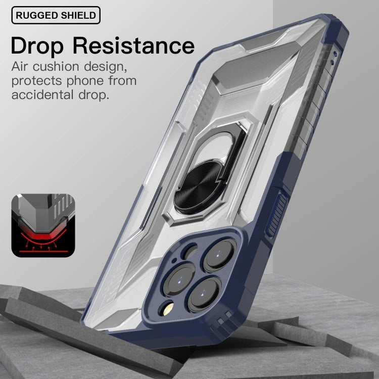 For iPhone 13 Pro Max PC + TPU Shockproof Protective Case with Metal Ring Holder