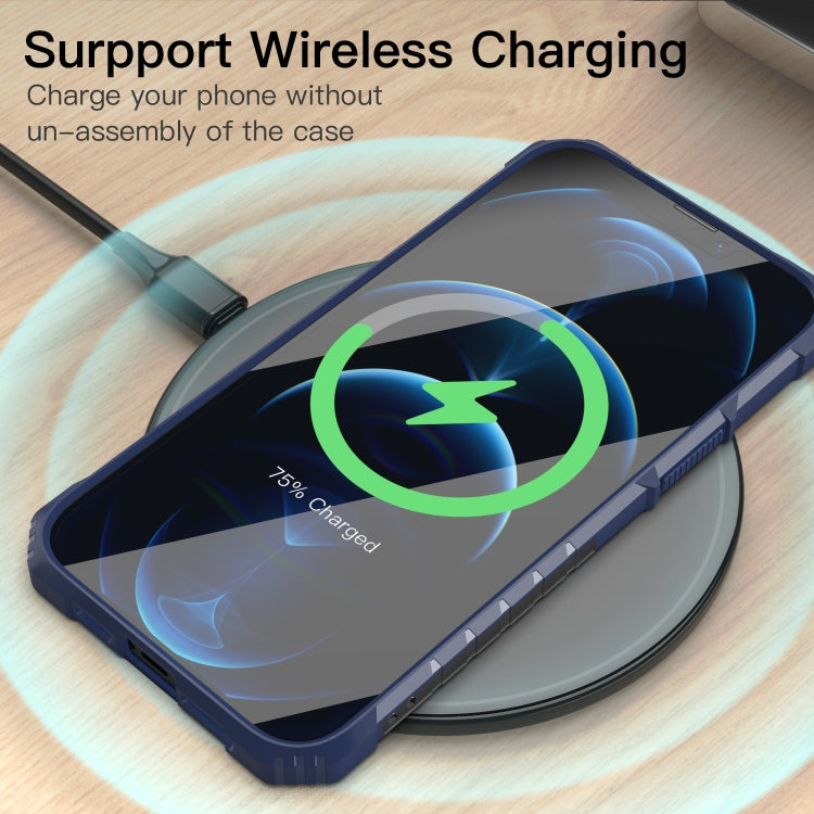 For iPhone 13 Pro Max PC + TPU Shockproof Protective Case with Metal Ring Holder