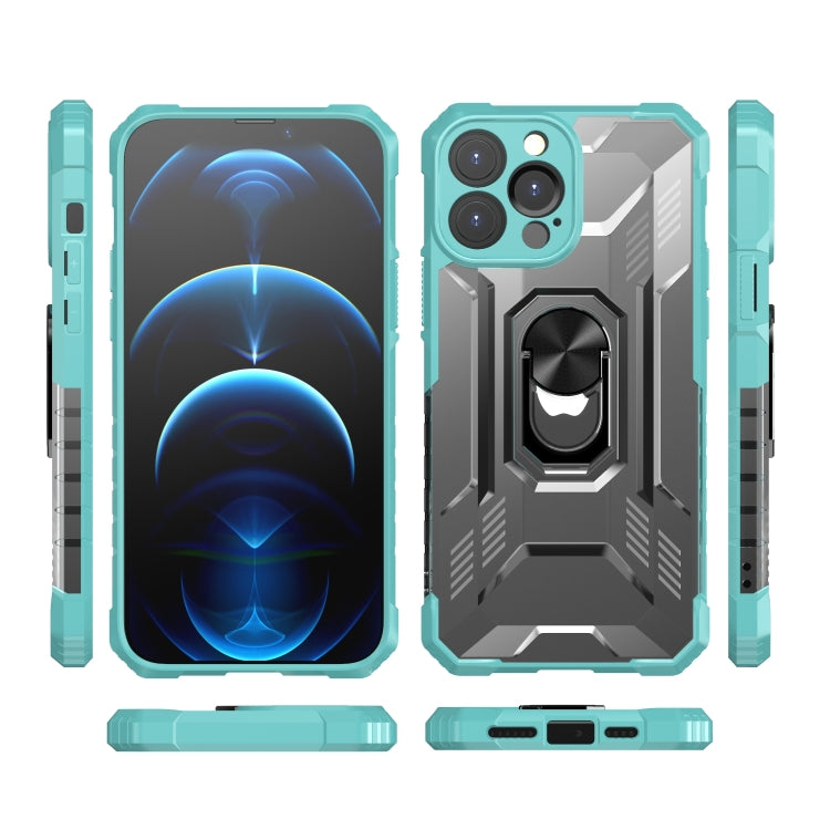 For iPhone 13 Pro Max PC + TPU Shockproof Protective Case with Metal Ring Holder