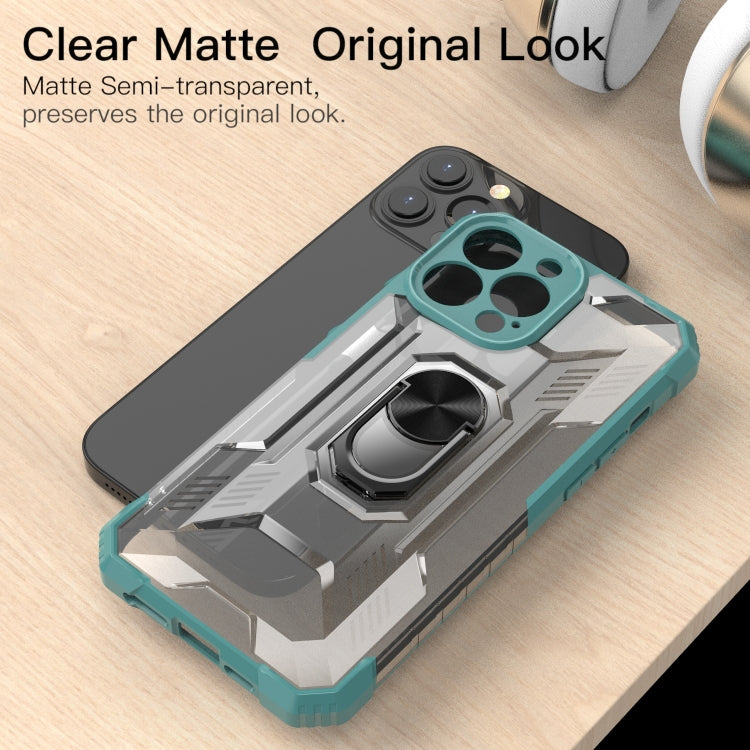 For iPhone 13 Pro Max PC + TPU Shockproof Protective Case with Metal Ring Holder