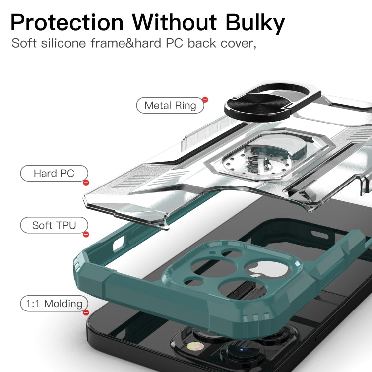 For iPhone 13 Pro Max PC + TPU Shockproof Protective Case with Metal Ring Holder