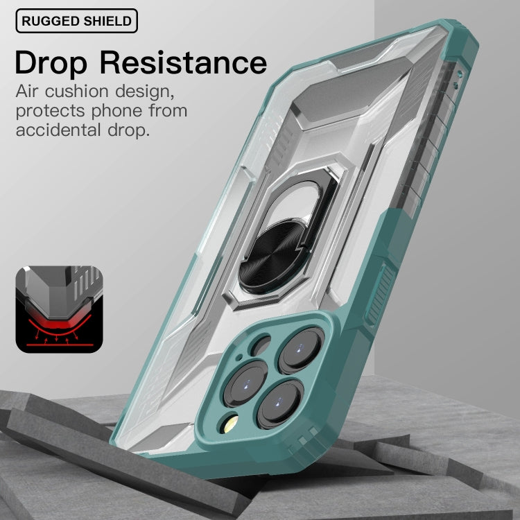 For iPhone 13 Pro Max PC + TPU Shockproof Protective Case with Metal Ring Holder