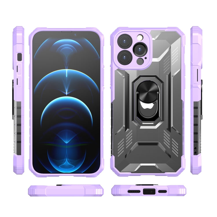 For iPhone 13 Pro Max PC + TPU Shockproof Protective Case with Metal Ring Holder