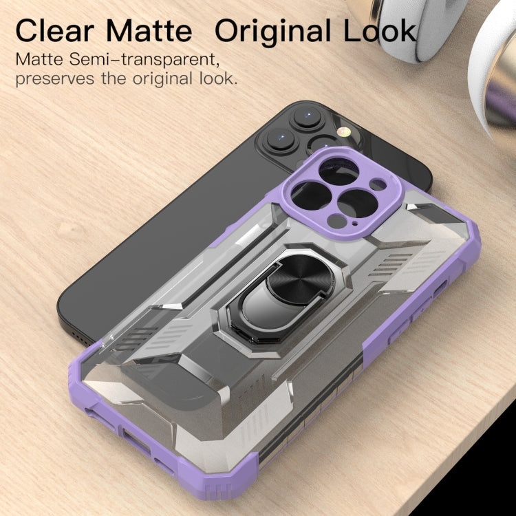 For iPhone 13 Pro Max PC + TPU Shockproof Protective Case with Metal Ring Holder