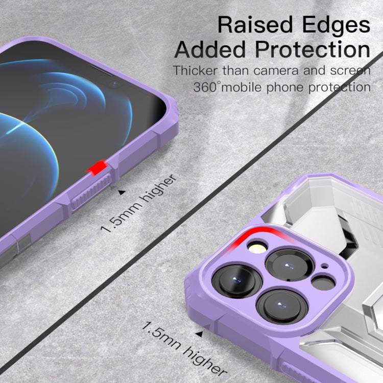 For iPhone 13 Pro Max PC + TPU Shockproof Protective Case with Metal Ring Holder