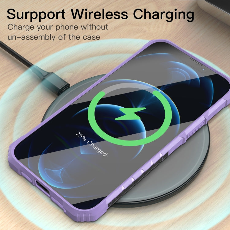For iPhone 13 Pro Max PC + TPU Shockproof Protective Case with Metal Ring Holder