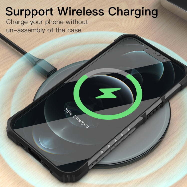 For iPhone 13 Pro PC + TPU Shockproof Protective Case with Metal Ring Holder