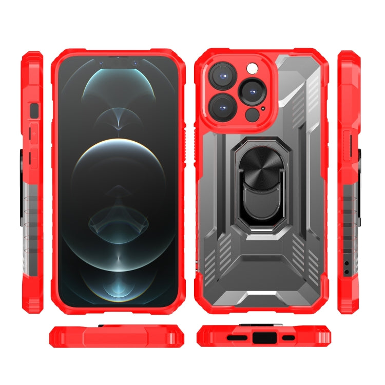 For iPhone 13 Pro PC + TPU Shockproof Protective Case with Metal Ring Holder