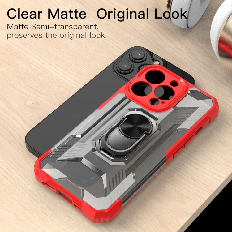 For iPhone 13 Pro PC + TPU Shockproof Protective Case with Metal Ring Holder