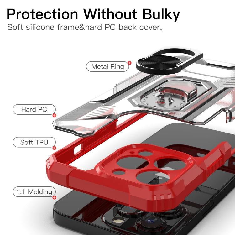 For iPhone 13 Pro PC + TPU Shockproof Protective Case with Metal Ring Holder